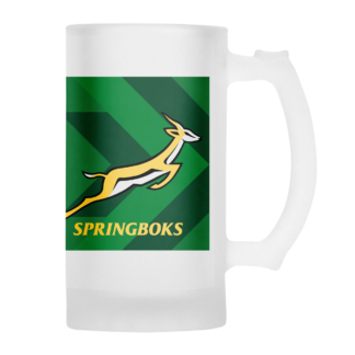 SPRINGBOKS Rugby Frosted Glass Beer Mug - RWC Green Jersey